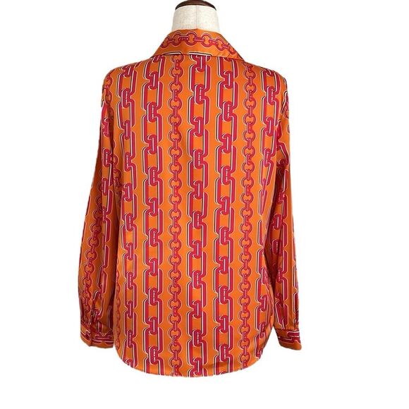 Maison d’Amelie Paris Women’s Retro Chains Silky Long Sleeve Button Up Blouse M - Picture 2 of 10
